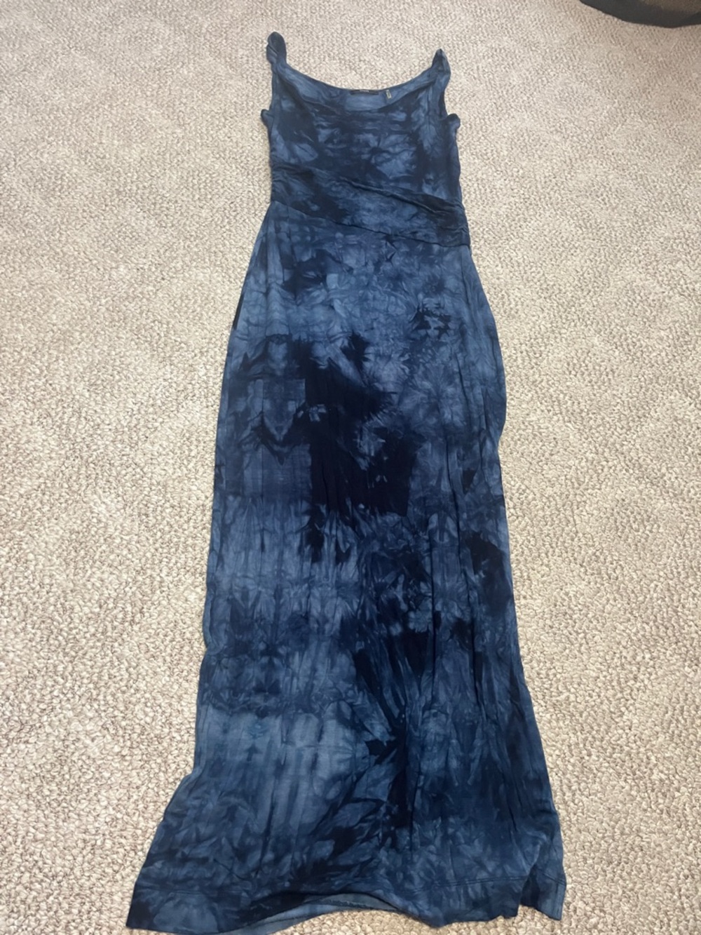Tahari Navy Tie-Dye Maxi Dress - Sleeveless Scoop Neck